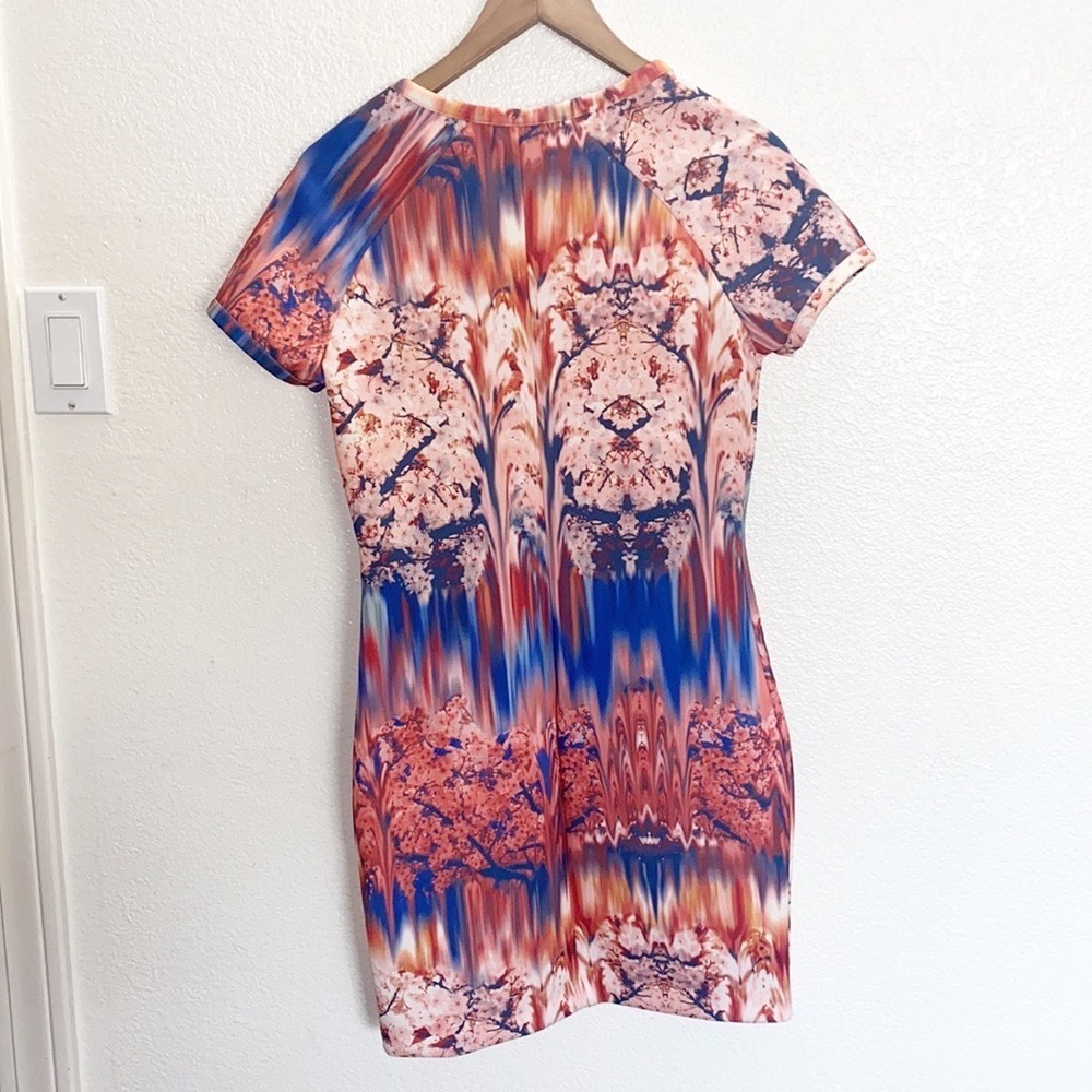 Zara W&B Collection Neoprene “Scuba” Short Sleeve Cherry Blossom Mini Dress - Picture 8 of 12